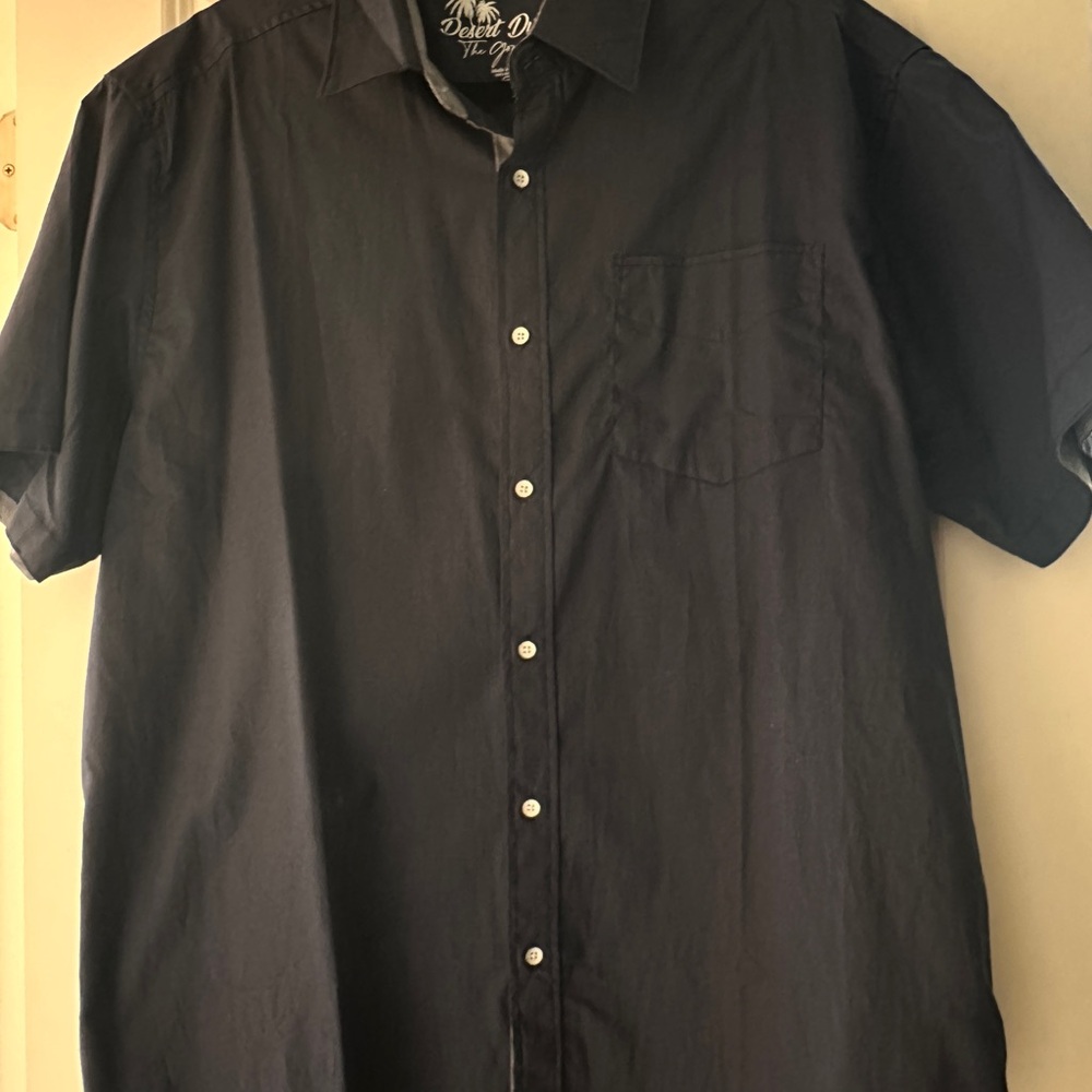 New Men's Classic Dark Blue Button Down Shirt